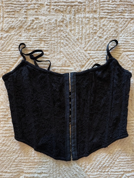 Garage Tops - Garage Black Lace Corset-Style Camisole Size Small